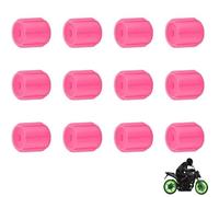 Tapones luminosos impermeables para válvula de neumático de coche, 12 tapas de válvula de neumático que brillan en la oscuridad, para coches, motocicletas, bicicletas (rosa)