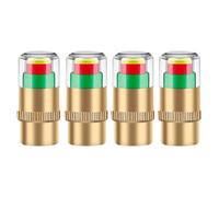 Tapones Monitor Presión Neumáticos Metal PC 1x1x2.3cm Oro Pack 4 - Indicador Visual Verde/Amarillo Para Coche & Moto, Válvula Fácil Instalación