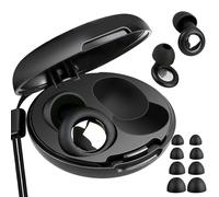 Tapones Oidos Ruido Dormir Reducción de Ruido 30dB Tapones Reutilizables de Silicona Suave para Dormir de Lado, Viajar, Conciertos - Incluye Estuche y Almohadillas Intercambiables (Negro, 4 Pares)
