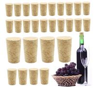 Tapones para botellas, 30 corchos para botellas de vino, tapones de corcho cónicos de madera a prueba de fugas para de vino, cerveza, licor, para