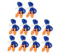 Tapones para los oídos con cable de silicona suave, reutilizables, protección auditiva para dormir, trabajar, nadar, aprender (10 pares, azul)