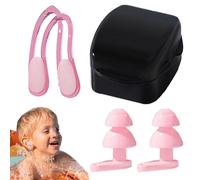 Tapones para los oídos con clip nasal para nadar, clip nasal y tapones para los oídos para nadar, de silicona impermeable, protección contra la asfixia para principiantes, protección de entrenamiento