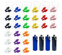 Tapones para los oídos para dormir, 27 pares de tapones de silicona para nadar con funda de transporte de aluminio, reducción de ruido para aprender, protección auditiva, conciertos, aviones, tiro para mujeres, hombres, niños