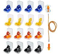 Tapones para los oídos para dormir con cancelación de ruido, 16 pares de tapones reutilizables de silicona suave para reducción de ruido con cordón de nailon, protección auditiva para disparos