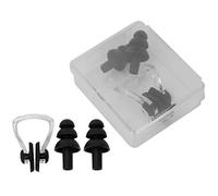Tapones para los Oídos para Natación, Juego de Tapones con Clip para la Nariz, Impermeables, Silicona Suave, Prevención, Tapones para los Oídos con Clip para la Nariz (BLACK)