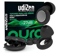 Tapones para los Oídos para Viajar Dormir Estudiar Reducción de Ruido -27dB UdiZen Aura - 1 Par Tapones Ergonómicos Reutilizables Ultra Suaves Cancelación de Ruido SNR 27dB Color Negro con Estuche