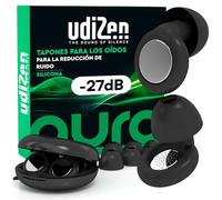 Tapones para los Oídos para Viajar Dormir Estudiar Reducción de Ruido UdiZen -27dB Aura - 1 Par Tapones Ergonómicos Reutilizables Ultra Suaves Cancelación de Ruido SNR 27dB Color Negro con Estuche