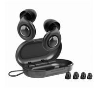 Tapones para los oídos profesionales con reducción de ruido para dormir, 4 pares con estuche de almacenamiento con cordón negro.