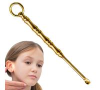 Tapones para oídos de latón, limpiador de cerumen, de latón, cuchara de cureta, tapones redondos ligeramente brillantes con llavero para niños, adultos y niñas