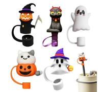 Tapones para pajitas de Halloween para vasos, de paja para gatos, 10 mm, a prueba de polvo, a prueba de derrames, juego de tapones para tazas