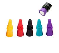 Tapones Reutilizables para Botellas de Vino - Paquete de 5 Multicolores Con Rosca - Conservan Cerveza y Champán para Mantener el Vino Fresco