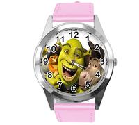 TAPORT Reloj redondo de cuero rosa bebé para los fanáticos de los ogros, rosa pastel, Correa