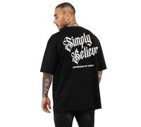 Tapout Camiseta para Hombre Oversize Simply Believe, Blanco/Negro, L