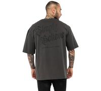 Tapout Camiseta para Hombre Oversize Simply Believe, Gris, Negro, M