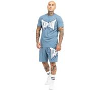 Tapout Conjunto de camiseta y pantalones cortos Dunlab para hombre, azul pigeon/blanco/azul marino, M