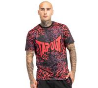 Tapout Rootstock Camiseta Funcional, Negro/Rojo/Berenjena, L para Hombre