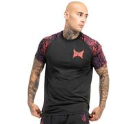 Tapout Taproot tee Camiseta Funcional, Negro/Rojo/Berenjena, M para Hombre
