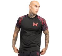 Tapout Taproot tee Camiseta Funcional, Negro/Rojo/Berenjena, S Hombres