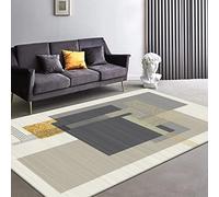 Tappeti Design Alfombra 60 X 90 CM Empalme geométrico nórdico Simple Gris Dorado. Abstracto de Lujo Antideslizante fácil de Limpiar Tapete para Dormitorio,Comedor 60x90cm