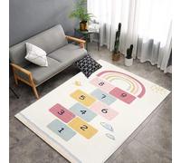 Tappeti Design Alfombra de Pelo Corto,para habitación de los niños Juego de rayuela arcoíris, | Antifrío y Antideslizante | Educativo Sensorial | Lavable y no tóxico con120x160cm