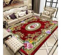 Tappeti Design Alfombra Diseño Moderno 80 X 120 CMflores Rojas de Estilo étnico Abstracto de Lujo Antideslizante fácil de Limpiar Tapete para Dormitorio,Comedor 80x120cm
