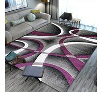 Tappeti Design Alfombra Pelo Corto Moderna 120 X 160 CM Líneas Grises moradas Abstracto de Lujo Antideslizante fácil de Limpiar Tapete para Dormitorio,Comedor 120 * 160cm