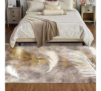Tappeti Design Alfombra Pelo Corto Moderna 200 X 200 CMpluma Dorada Abstracta Moderna para salón Dormitorio baño sofá Silla cojín 200x200cm