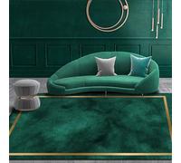 Tappeti Design Alfombra Pelo Corto Moderna 200 X 300 CMborde de Oro Verde Esmeralda Habitacion Diseño Moderna decoración de Salas Estar Dormitorios 200x300cm