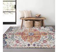 Tappeti Design Alfombras Grandes Alfombra 120 X 250 CM Flores de Estilo étnico en Tonos claros Abstracto de Lujo Antideslizante fácil de Limpiar Tapete para Dormitorio,Comedor 120 * 250cm