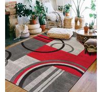 Tappeti Design Alfombras Grandes Alfombra 80 X 200 CMcurva Gris roja Alfombra salón, Dormitorio, Comedor, habitación Infantil 80x200cm