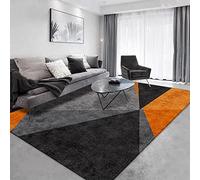 Tappeti Design Alfombras Salón Alfombras Pelo Corto Moderno Minimalista Negro Gris Naranja geométrico,para Dormitorio y decoración del hogar-160 * 230cm (5.2ft x 7.5ft)