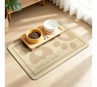 Tappetino Alimentazione per Animali Domestici (Beige, 40x60cm) | Assorbente Antiscivolo Tappetino Sottociotola Cani in Gomma,Asciugatura Rapida Facili da Pulire Tappetino Ciotole Gatto Cane
