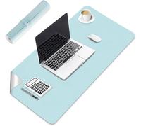 Tappetino da Scrivania, 60x30 Cm, in Pelle Blu, Antiscivolo e Impermeabile