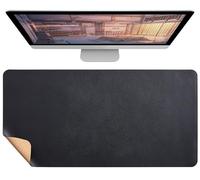 Tappetino da scrivania bifacciale in pelle e sughero, Tappetino per mouse grande, impermeabile e antimacchia, Sottomano da scrivania multiuso per computer e ufficio casa(Black,80x40cm)