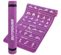 Tappetino da yoga 70 pose da yoga, in materiale TPE antiscivolo, con cinghie di conservazione, tappetino per donne e uomini, rosa-morado, 183 x 61 x 0,6 cm