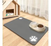 Tappetino per ciotole di cibo per animali domestici, tappetino per zampe sporche per cani e Gatti (Grigio Scuro, 40 x 60 cm) (Light Grey-2 Paws, 60 x 90 cm)