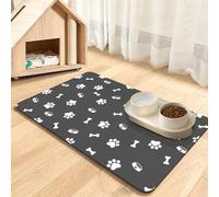 Tappetino per ciotole di cibo per animali domestici, tappetino per zampe sporche per cani e Gatti (Grigio Scuro, 40 x 60 cm) (Dark Grey-Multiple Paws, 40 x 60 cm)