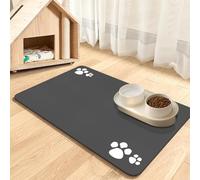 Tappetino per ciotole di cibo per animali domestici, tappetino per zampe sporche per cani e Gatti (Grigio Scuro, 40 x 60 cm) (Dark Grey-4 Paws, 60 x 90 cm)