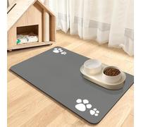 Tappetino per ciotole di cibo per animali domestici, tappetino per zampe sporche per cani e Gatti (Grigio Scuro, 40 x 60 cm) (Light Grey-4 Paws, 30 x 50 cm)