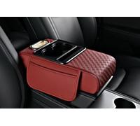 Tappetino Portaoggetti per Bracciolo Auto, Copertura per Console Centrale Auto In Fibra Di Pelle, Accessori per La Copertura del Sedile Auto, Protezione Degli Interni(Red/34 * 19.5 * 7cm)