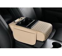 Tappetino Portaoggetti per Bracciolo Auto, Copertura per Console Centrale Auto In Fibra Di Pelle, Accessori per La Copertura del Sedile Auto, Protezione Degli Interni(WhiteB/ 34 * 19.5 * 7cm)