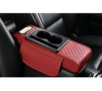 Tappetino Portaoggetti per Bracciolo Auto, Copertura per Console Centrale Auto In Fibra Di Pelle, Accessori per La Copertura del Sedile Auto, Protezione Degli Interni(Red/33 * 16.5 * 7cm)