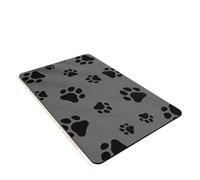 Tappetino Sottociotola per Cani Tapete for alimentación de Perros de Secado rápido y Absorbente, Antideslizante y con diseño de Huella de Pata, Apto for comederos y bebederos.(Black)