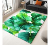 Tappeto da soggiorno lavabile 160 x 230 cm Semplice Dipinto Floreale Acquerello Foglie Verdi a pelo corto Bianco morbido e antiscivolo Tappeto per camera da letto sala da pranzo cucina ufficio