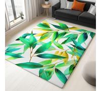 Tappeto per camera da letto Semplici Foglie Di Bambù Dorate Acquerellate tappeto per soggiorno tappeti morbidi antiscivolo a pelo corto lavabili per bagno sala da pranzo corridoio Bianco160 x 230 cm