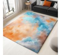 Tappeto per soggiorno Acquerello Minimalista Cielo E Nuvole 80 x 150 cm Blu tappeto a pelo corto antiscivolo lavabile in lavatrice - facile da pulire per soggiorno sala da pranzo ufficio in casa