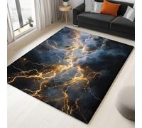 Tappeto per soggiorno Surreale Cielo Nuvole Scure E Fulmini 140 x 200 cm Nero tappeto a pelo corto antiscivolo lavabile in lavatrice - facile da pulire per soggiorno sala da pranzo ufficio in casa