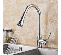 Taps de cocina grifo de cocina Faucet negro y cepillado níquel fregadero de cocina Faucet Spray Stream Spout Switch Pull Down Kitchen Mixers Deck Mount Hot And Cold Tap-Chrome,Cromo