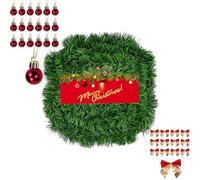 Tapsin Guirnalda de Navidad de 22 m con 45 lazos de Navidad, 45 bolas de Navidad, decoración DIY guirnalda de pino artificial para interiores y exteriores. Esta guirnalda de abeto agrada a toda la