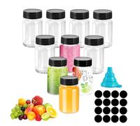 Tapvai 10 Piezas 60ml Botes Cristal Pequeños, Shots Botellitas, Reutilizables Transparente Mini Botellas de Cristal con Tapa, para Zumo, Leche, Miel, Mermelada, Caramelos